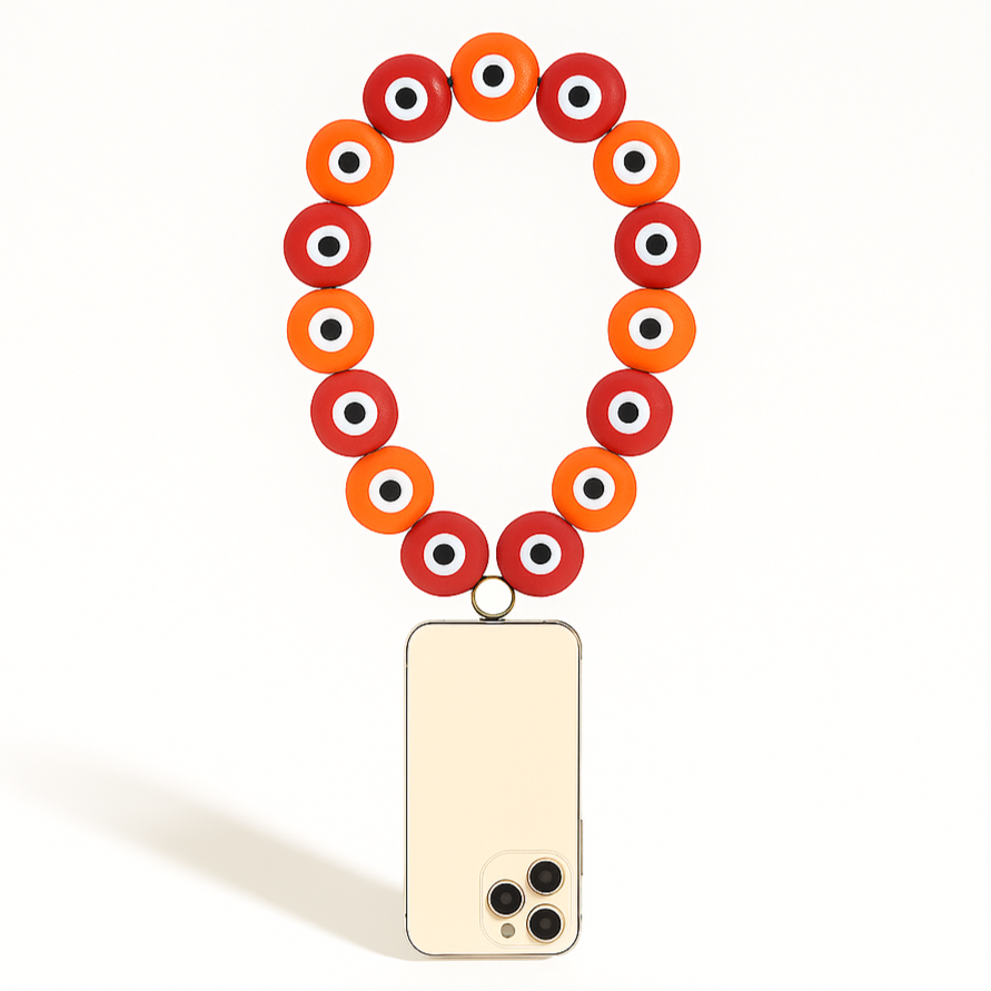 ☎️ Petite chaine de téléphone - Multicolore orange&rouge 🧡