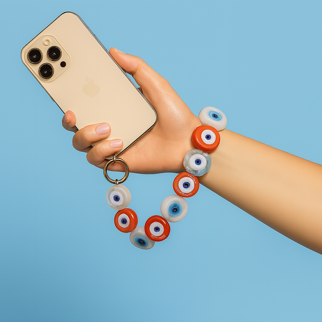 ☎️ Petite chaine de téléphone - Multicolore blanc&orange 🤍