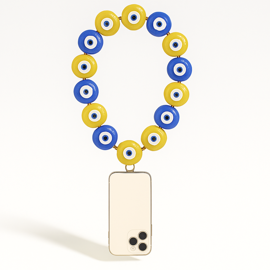 ☎️ Petite chaine de téléphone - Multicolore bleu&jaune 💛