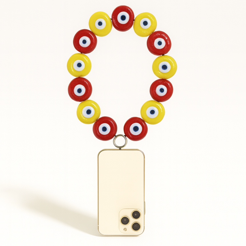 ☎️ Petite chaine de téléphone - Multicolore jaune&rouge 💛