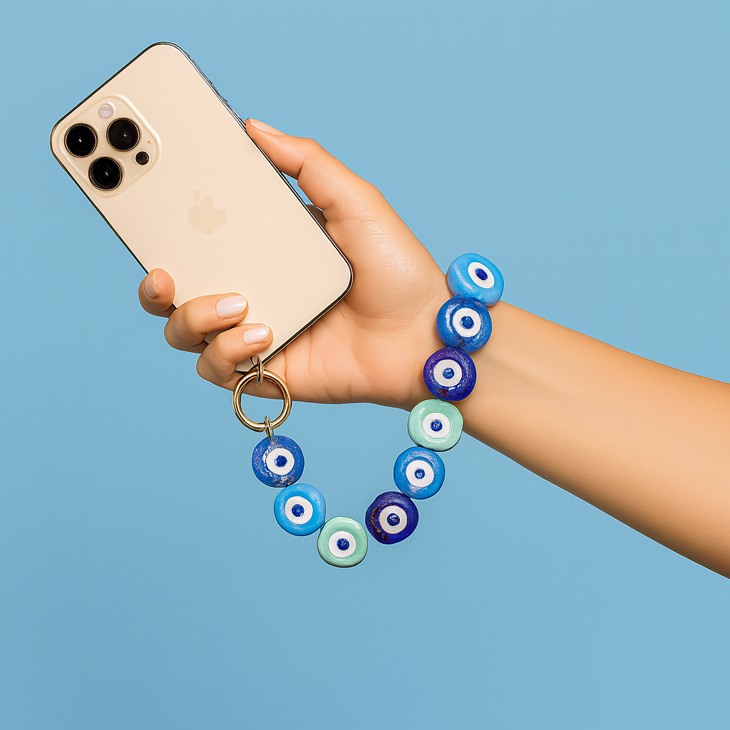 ☎️ Petite chaine de téléphone - Multicolore bleu&turquoise 🩵