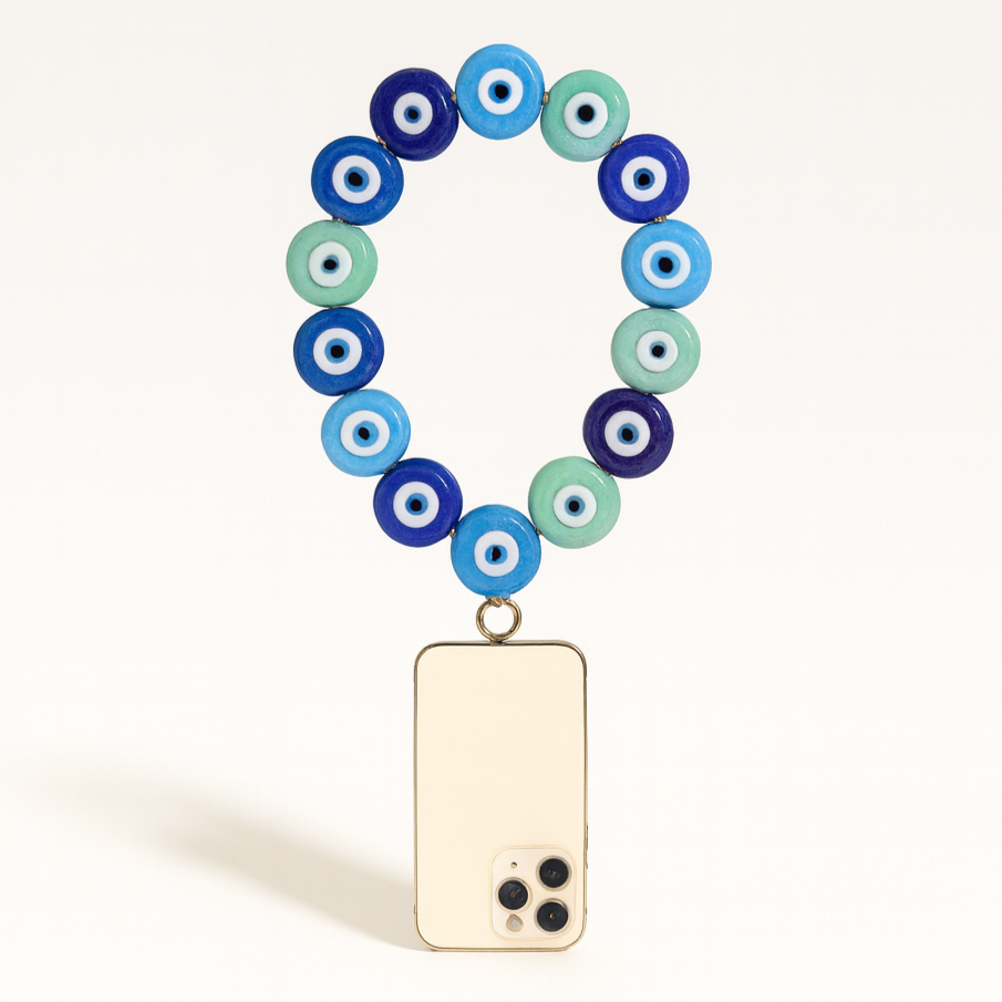 ☎️ Petite chaine de téléphone - Multicolore bleu&turquoise 🩵