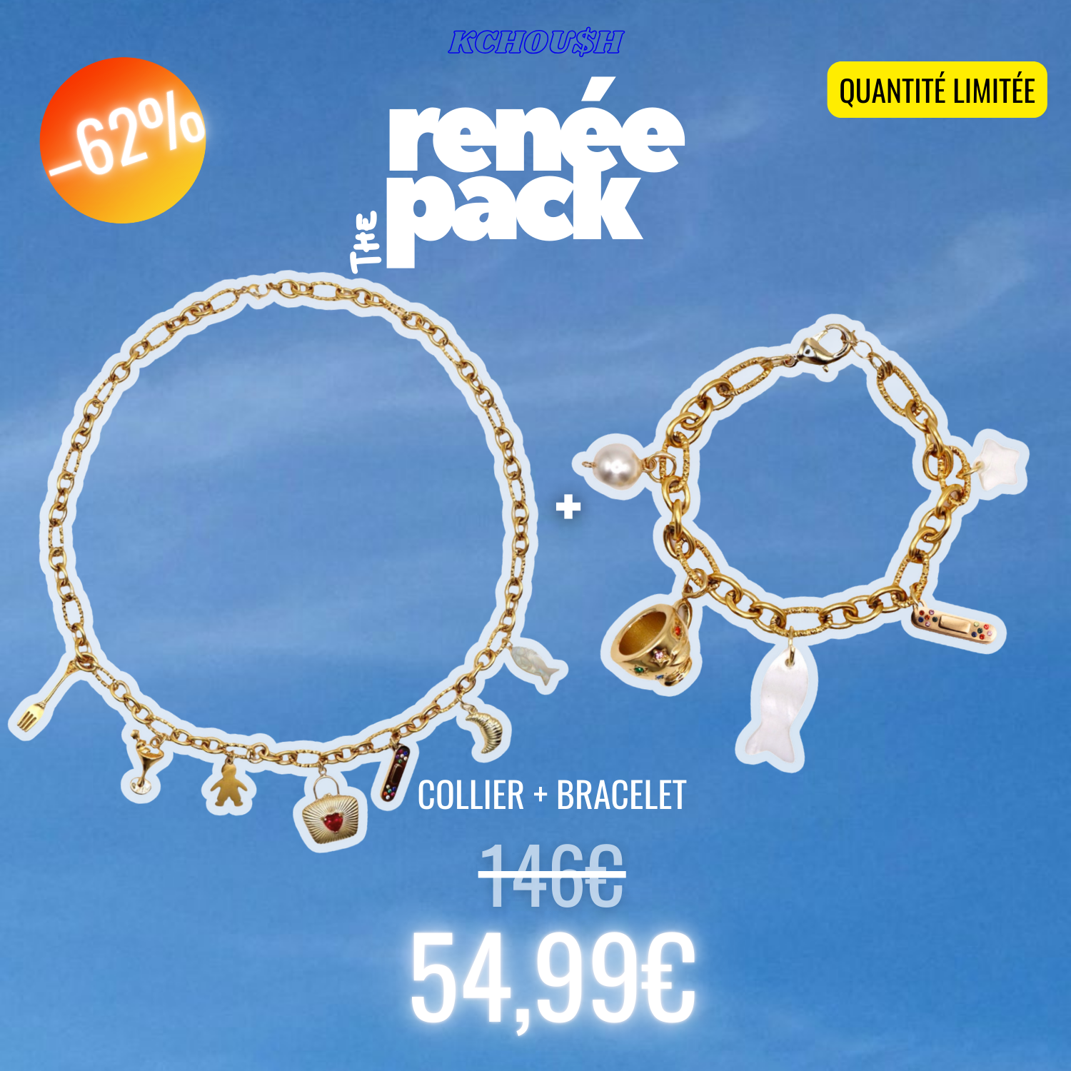 ✨ Pack Renée – Collier + Bracelet Doré Chic