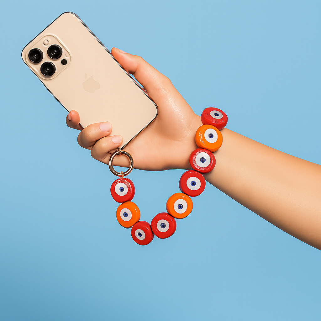 ☎️ Petite chaine de téléphone - Multicolore orange&rouge 🧡