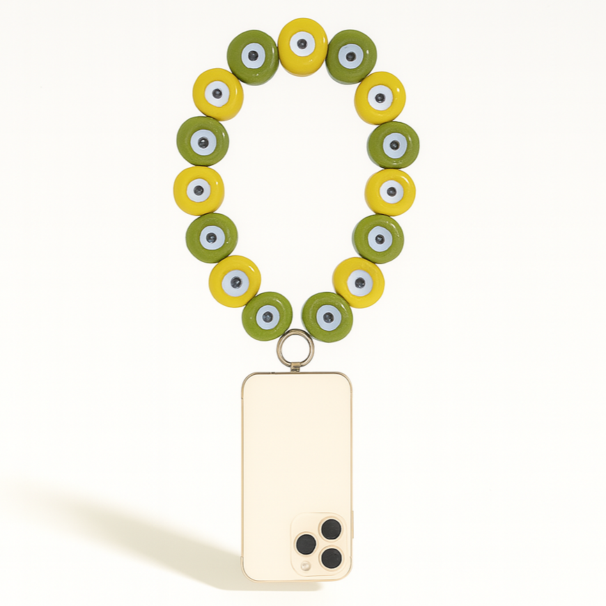 ☎️ Petite chaine de téléphone - Multicolore vert&jaune 💛