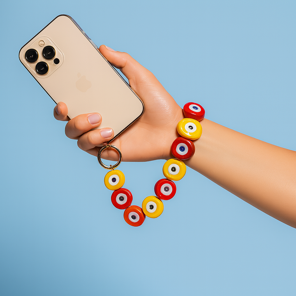 ☎️ Petite chaine de téléphone - Multicolore jaune&rouge 💛