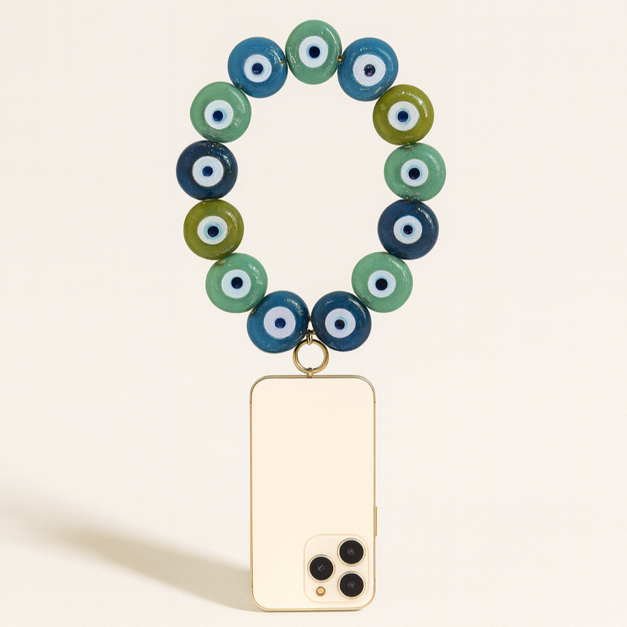 ☎️ Petite chaine de téléphone - Multicolore vert&bleu 🩵